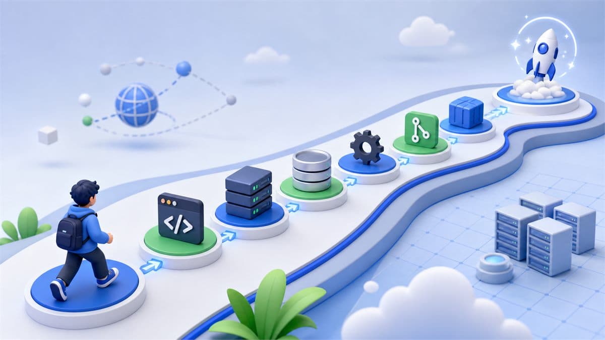 Backend para iniciantes em um roteiro visual com servidor, API, banco de dados e deploy.