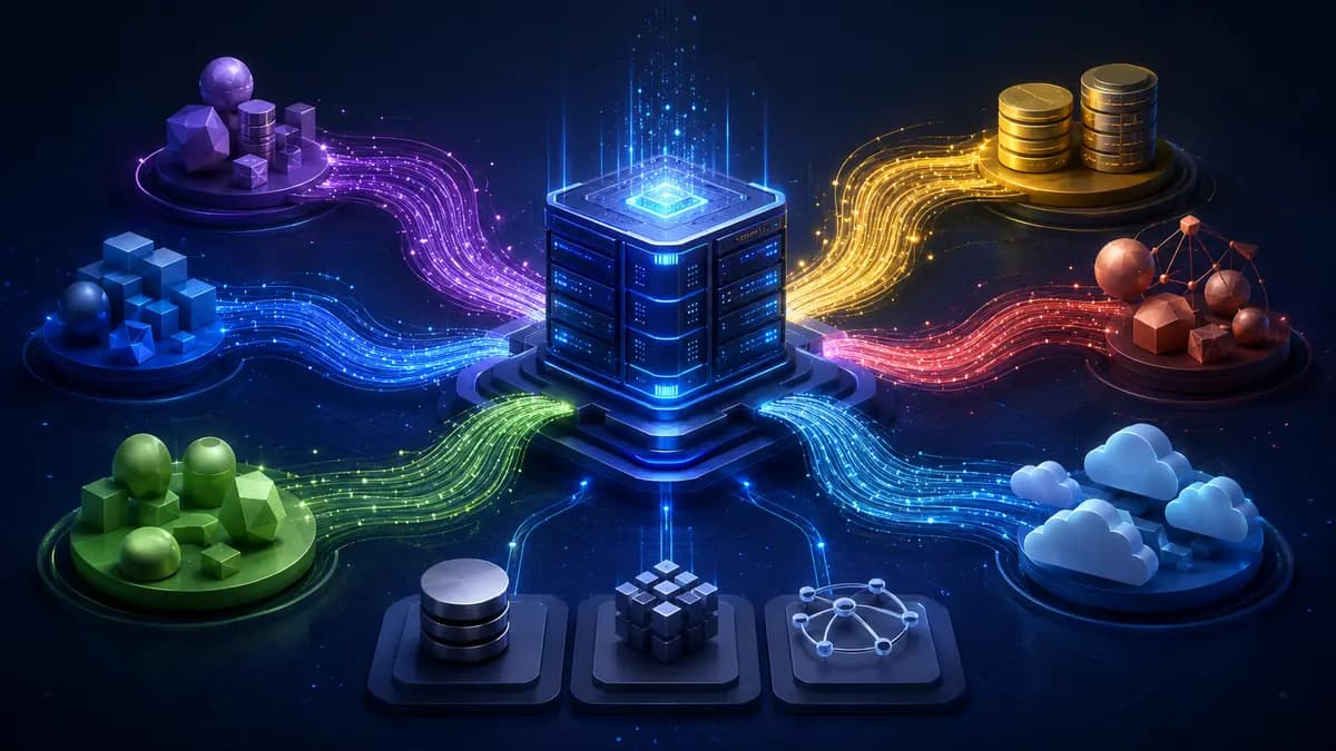 Fluxos de diferentes ecossistemas de programação conectados a uma infraestrutura backend