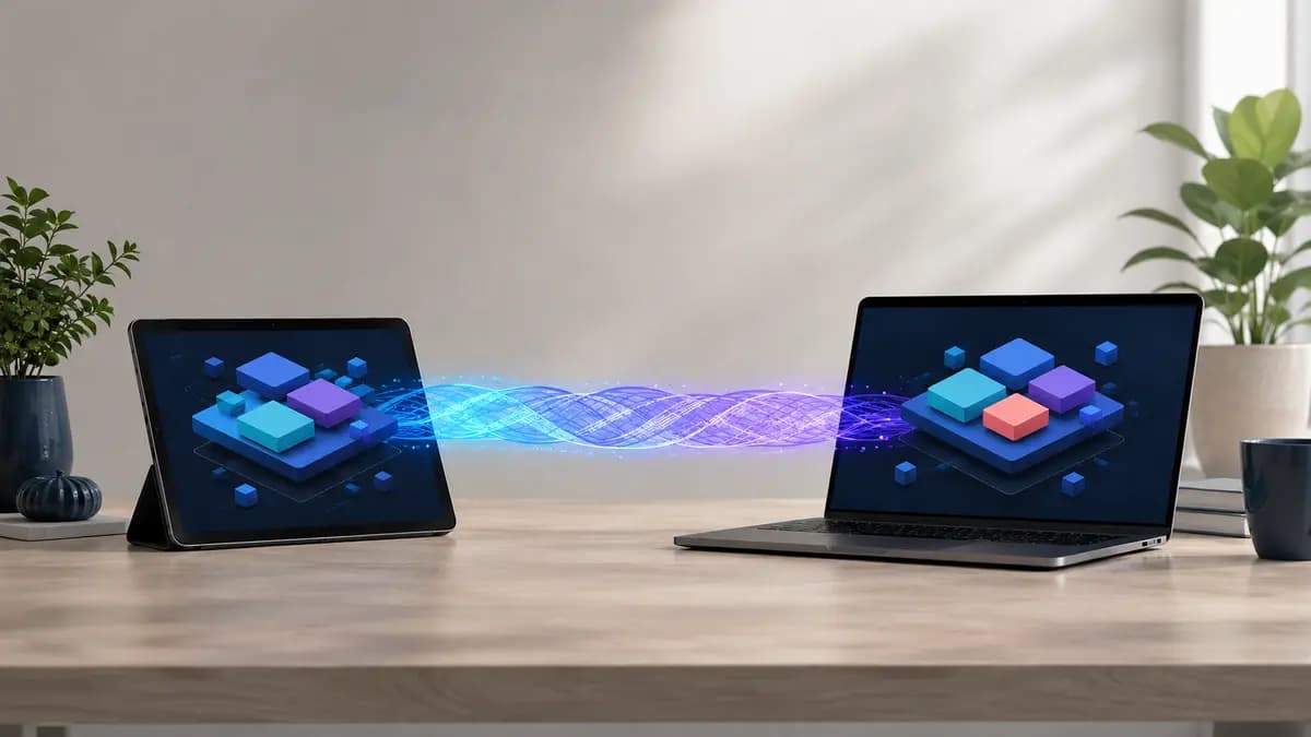 Tablet e notebook mantêm cópias locais dos dados e sincronizam alterações entre si