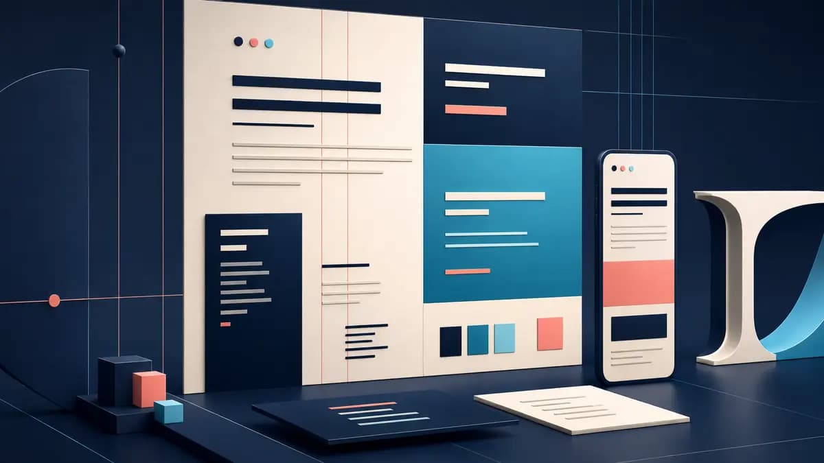 Composição editorial representando tipografia, hierarquia e layouts responsivos para sites