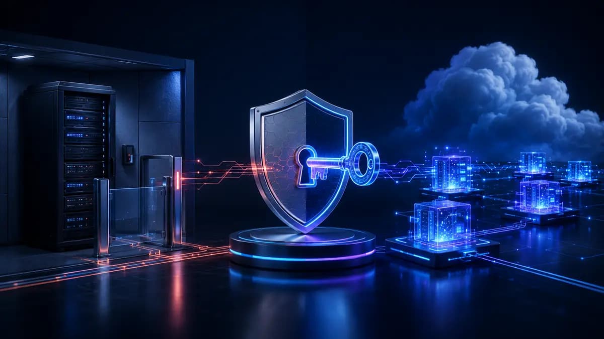 Comparação entre servidor on-premise e infraestrutura cloud protegidos por controles de segurança