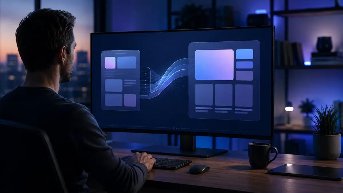 Desenvolvedor criando uma transição fluida entre dois estados de uma interface web