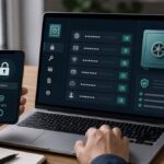 gerenciador de senhas em tela segura com cadeado digital e celular